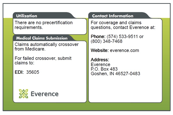 Back of Everence Med Supp card