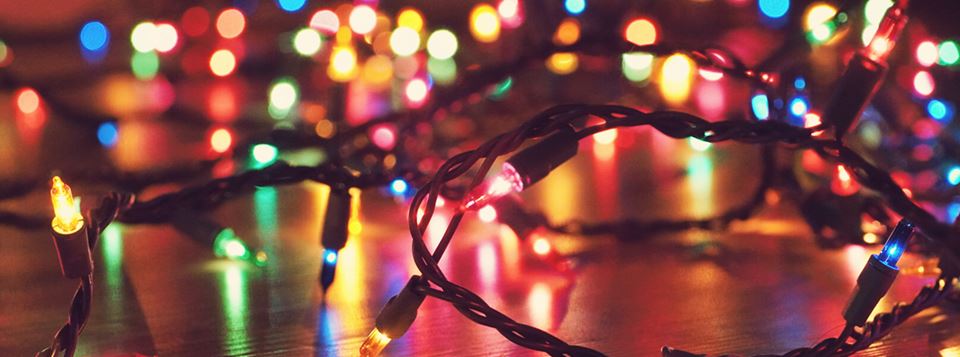 Christmas lights on floor
