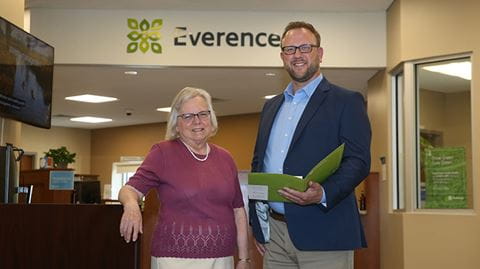 Ruthi Zimmerman and Jamie Detweiler pose together in conversation about Zimmerman Next Generation Memorial Fund.