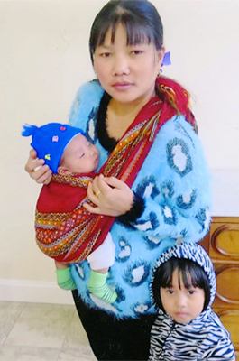 Rebecca Thla Aye and two children