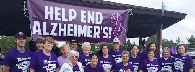 Group photo of participants after walk to help end Alzheimers 