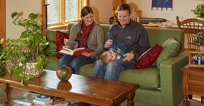 Meyer family reading together
