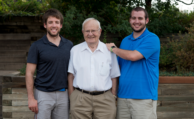 Don Schierling with grandsons at church