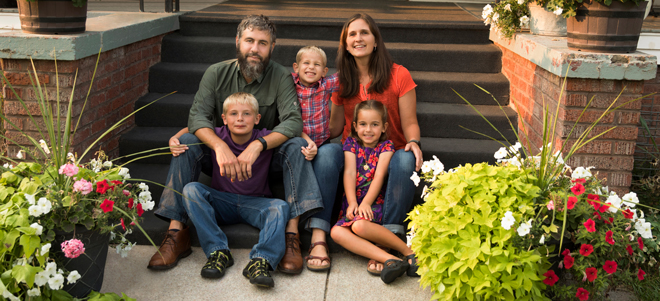 Matt and Elizabeth Troyer-Miller with their children