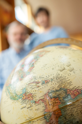 Globe, with Ben and Jen Fredricks in background