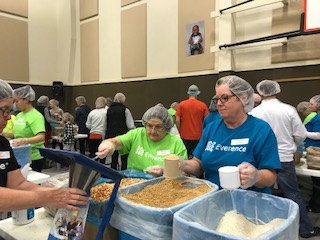 Employees serving food