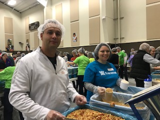 Employees serving food