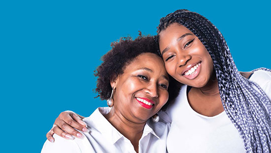 Woman and girl posing