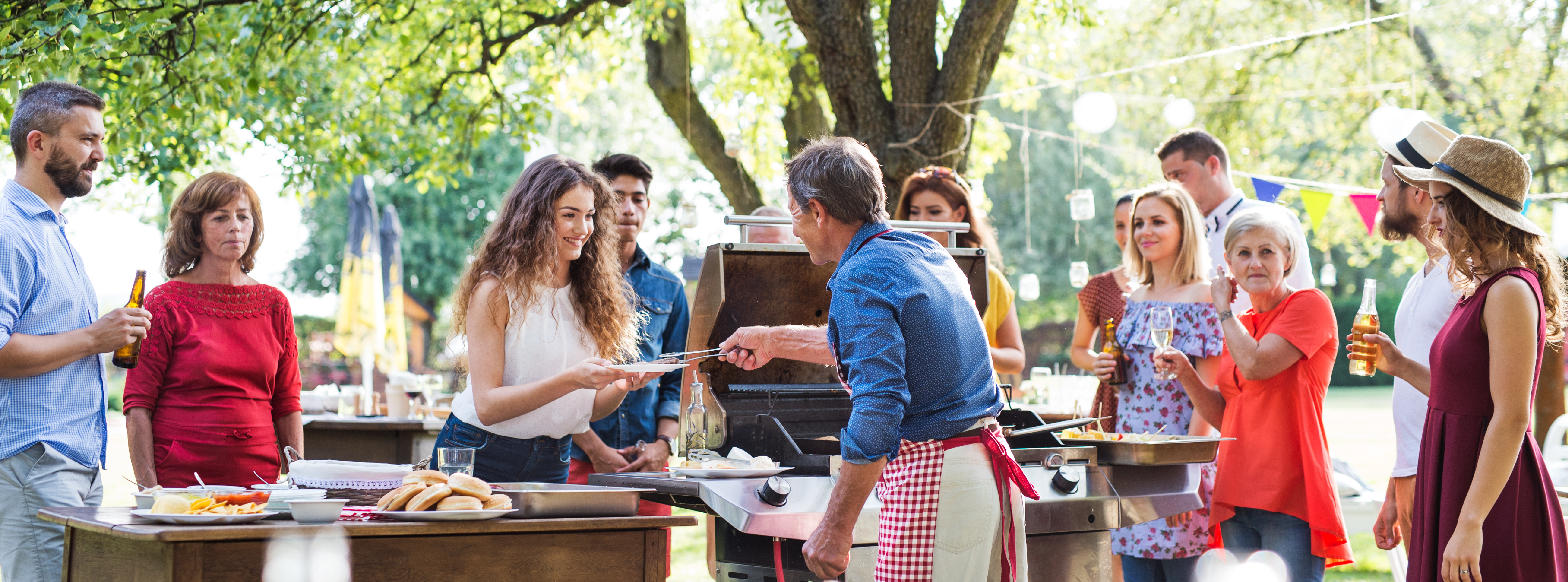 Group of people; backyard bbq