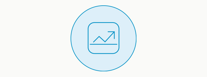 Blue line drawing of arrow showing stock growth changes