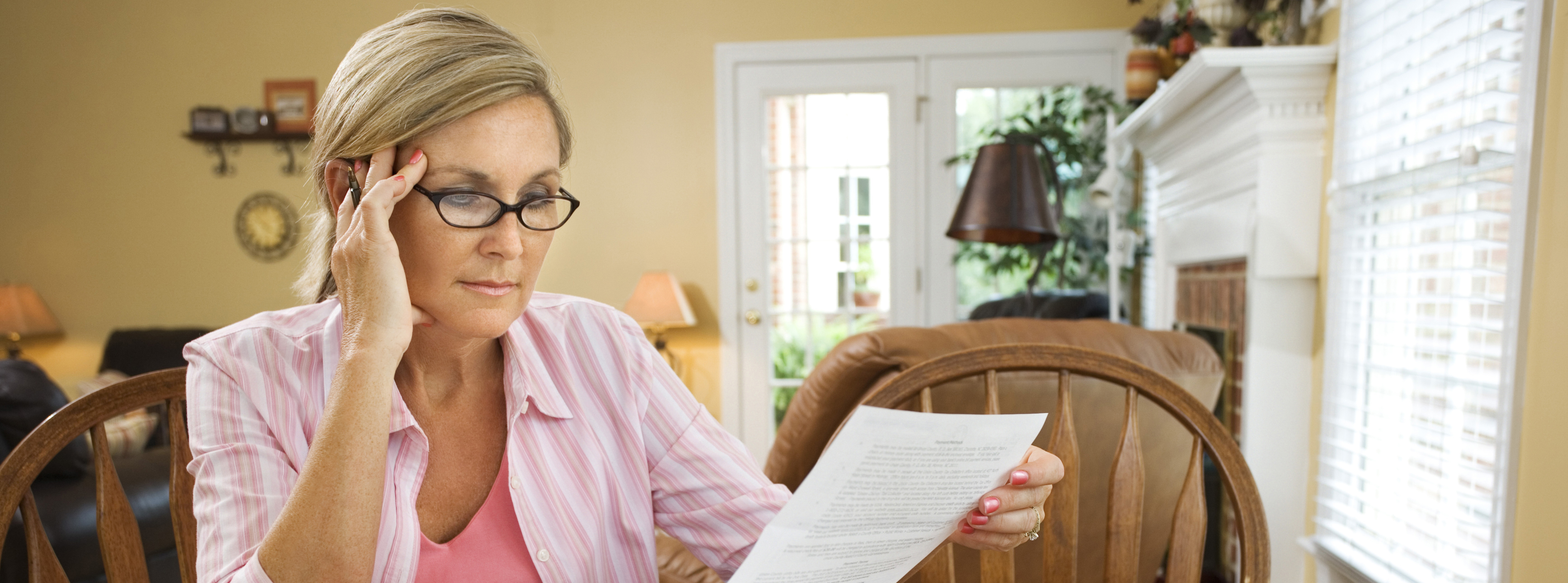 Women looking through her taxes