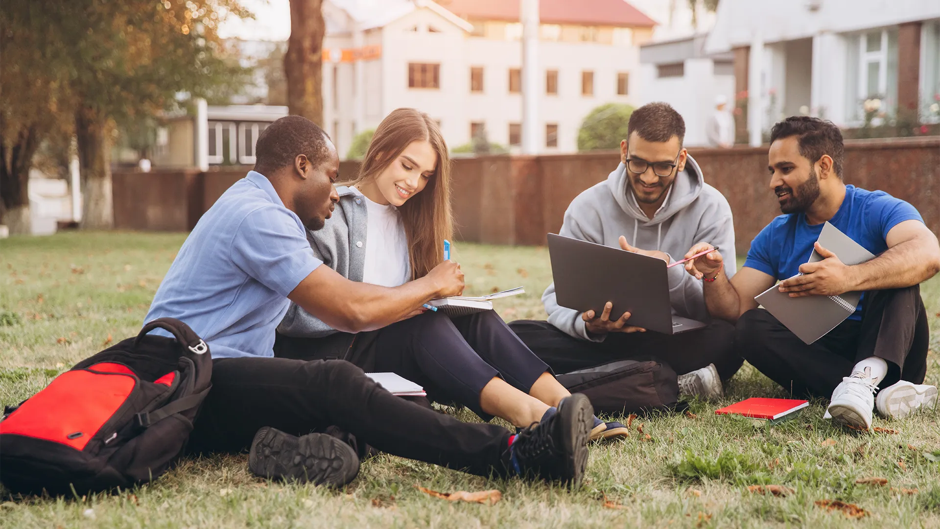 Multiracial group of college students