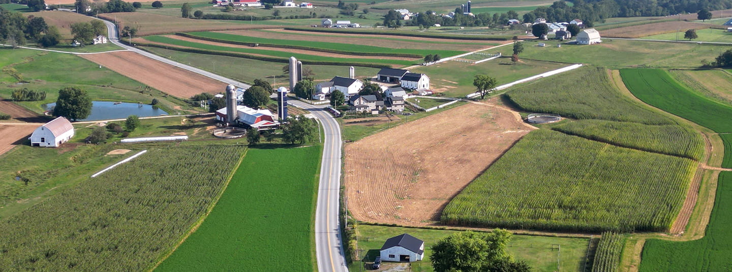 Aerial view of farmland