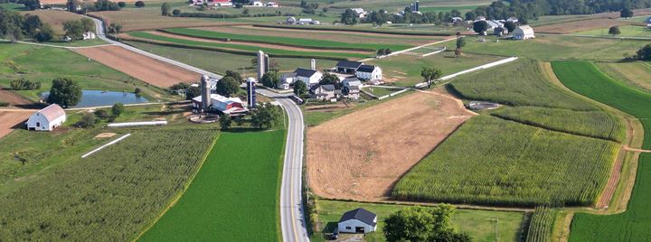 Aerial view of farmland