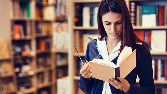 Church worker in the church library